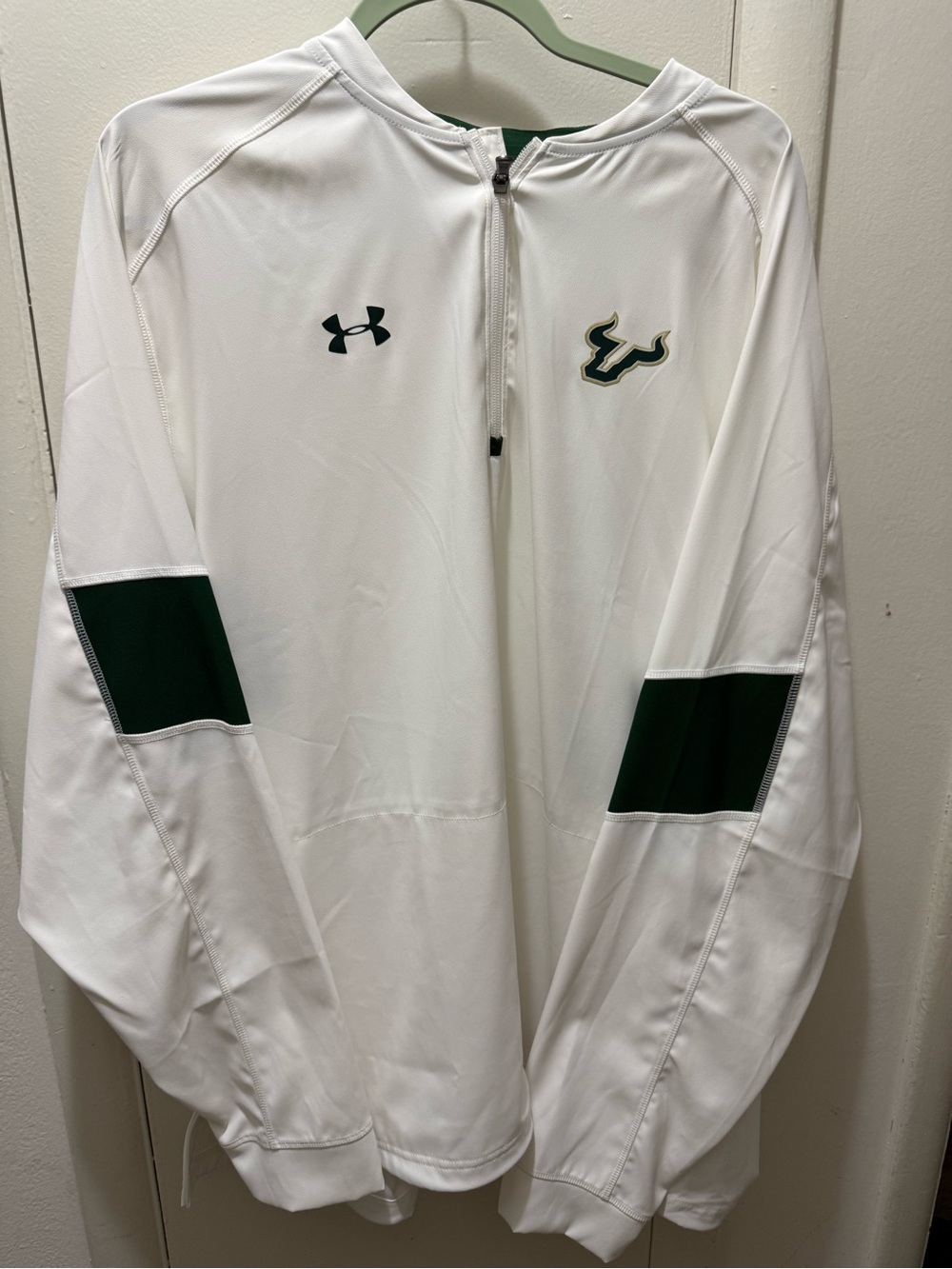 Under Armour White Pullover with Dark Green USF Bulls Accents
